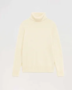 New FROM FUTURE Pull Col Roule Basique Ecru
