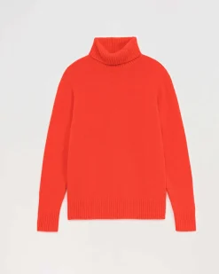 Outlet FROM FUTURE Pull Col Roule Basique Rouge Vif