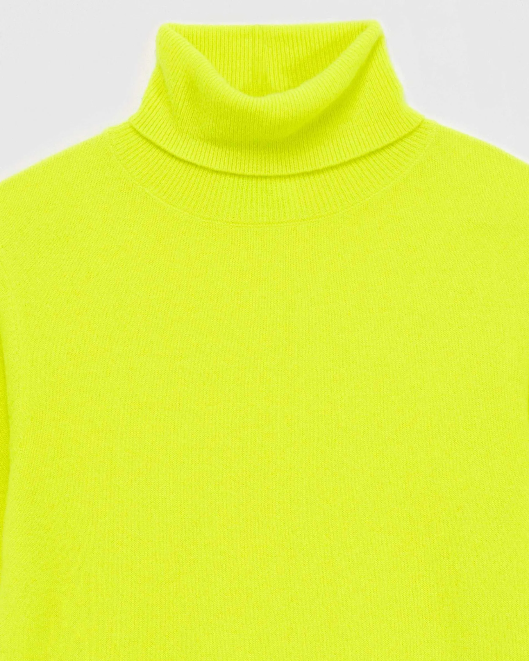 FROM FUTURE Pull Col Roule Basique Jaune Fluo