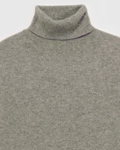 Hot FROM FUTURE Pull Col Roule Basique Gris Chine Fonce