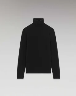 FROM FUTURE Pull Col Roule Basique Noir