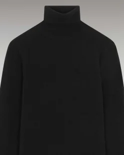 FROM FUTURE Pull Col Roule Basique Noir