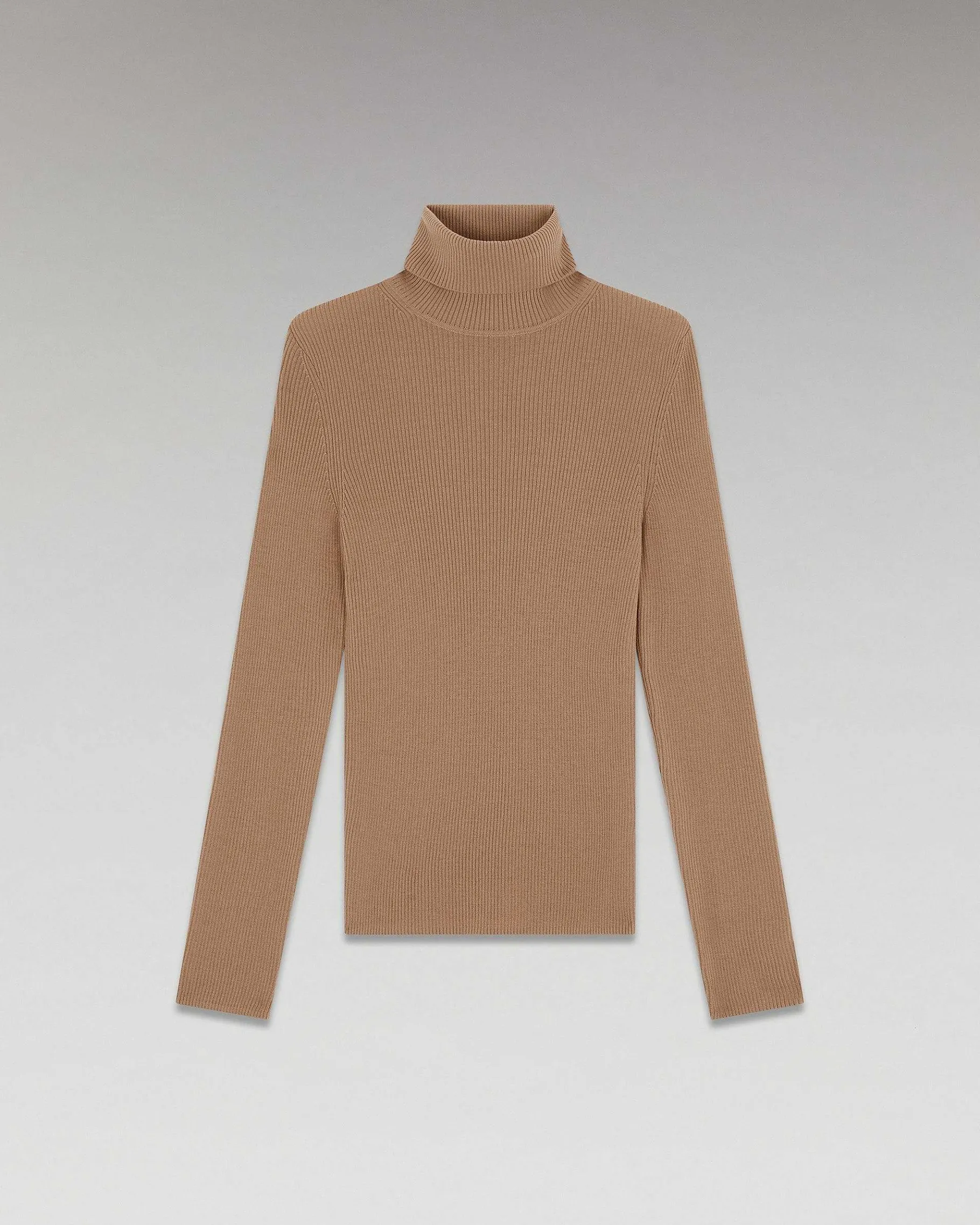 Outlet FROM FUTURE Pull Col Roule Basique Camel