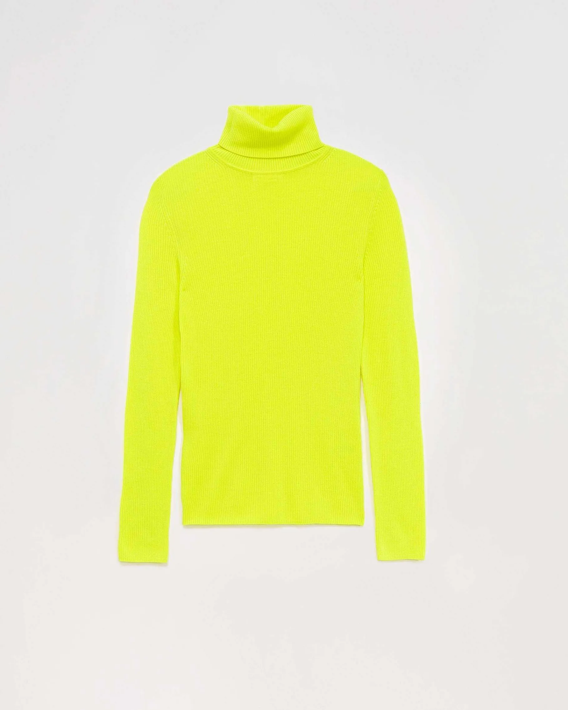 Clearance FROM FUTURE Pull Col Roule Basique Jaune Fluo