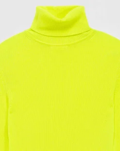 Clearance FROM FUTURE Pull Col Roule Basique Jaune Fluo