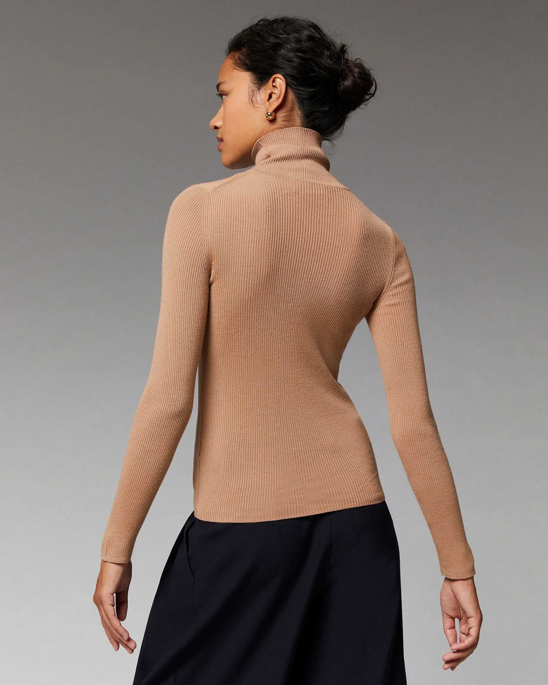 New FROM FUTURE Pull Col Roule Basique Winter Fuschia