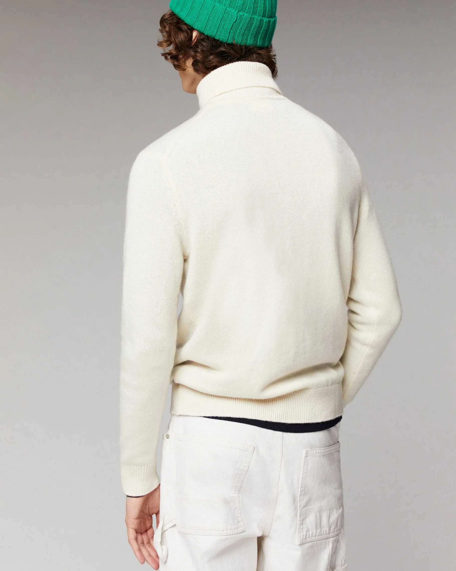Best FROM FUTURE Pull Col Roule Basique Epais Ecru