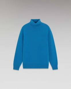 Sale FROM FUTURE Pull Col Roule Basique Epais Prussian Blue
