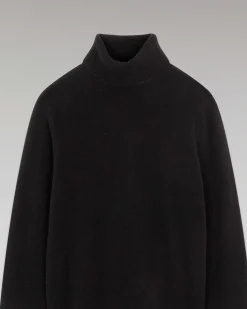 FROM FUTURE Pull Col Roule Basique Epais Noir