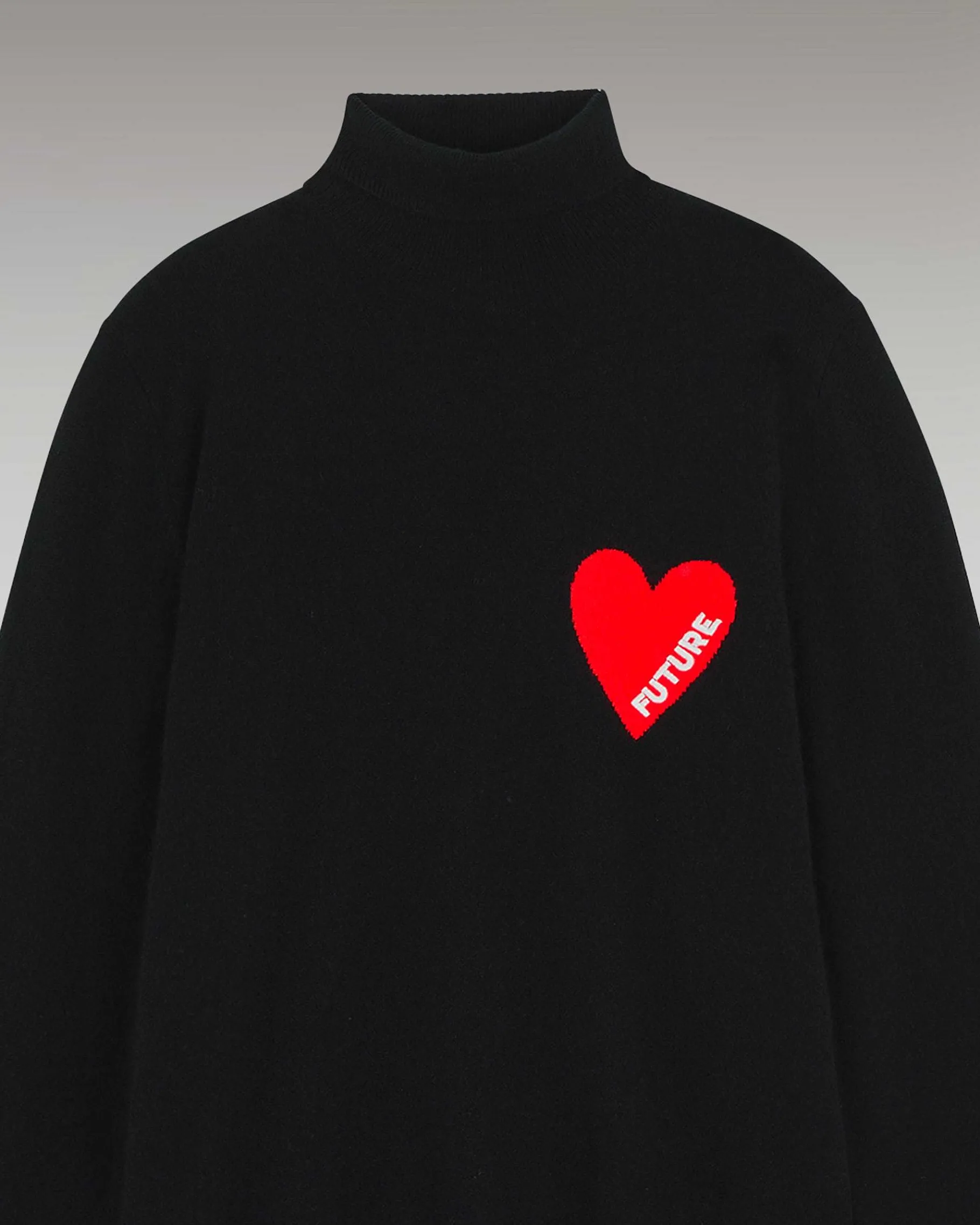 Discount FROM FUTURE Pull Col Roule Coeur Noir