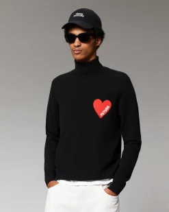 Discount FROM FUTURE Pull Col Roule Coeur Noir