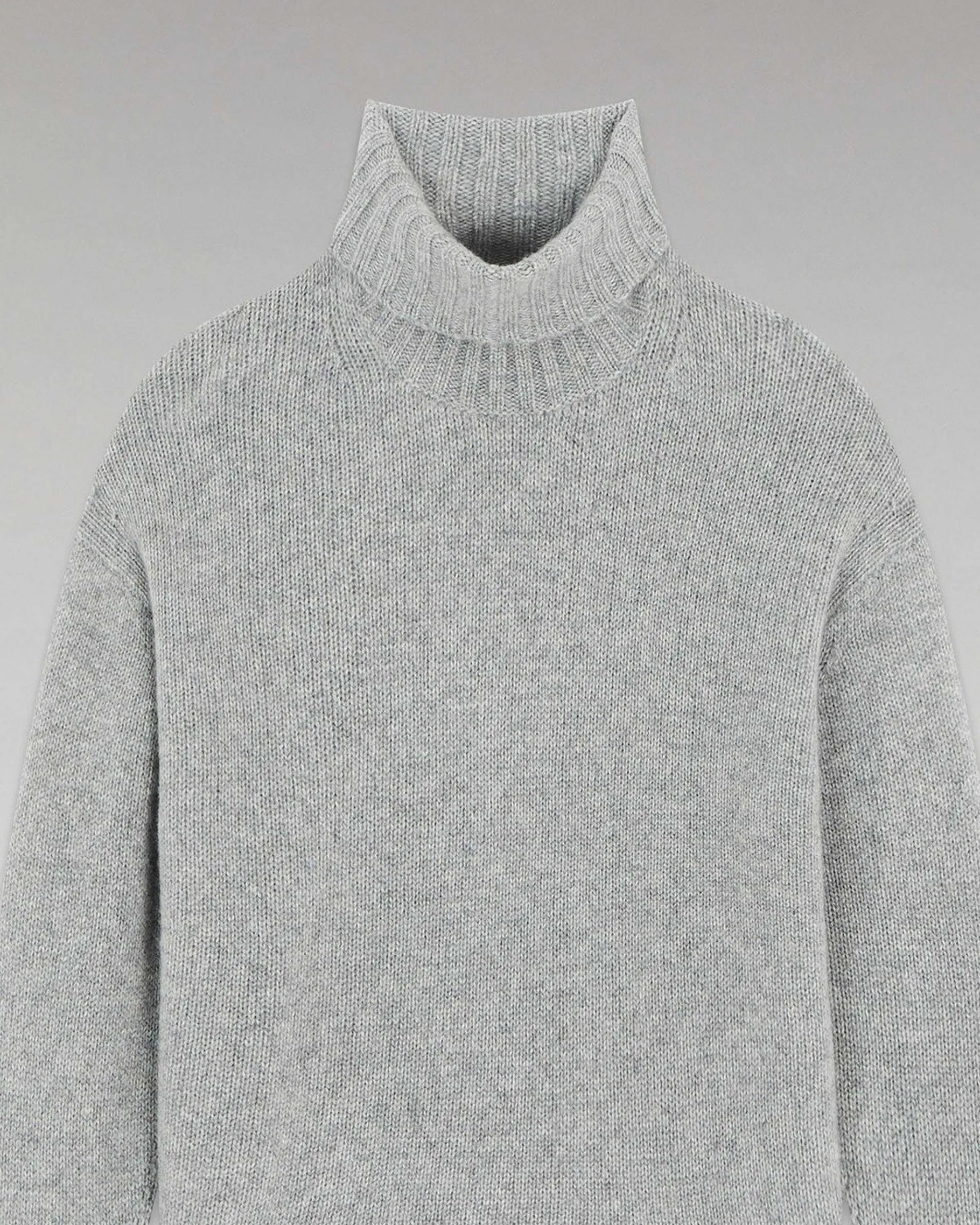 Best FROM FUTURE Pull Col Roule Oversize Gris Chine Fonce