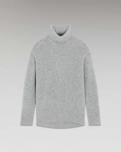 Best FROM FUTURE Pull Col Roule Oversize Gris Chine Fonce