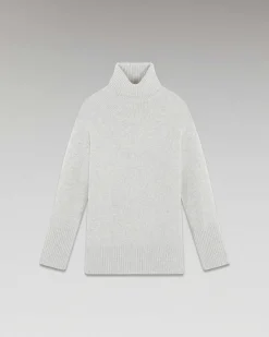 Outlet FROM FUTURE Pull Col Roule Oversize Gris Chine Clair