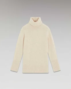 FROM FUTURE Pull Col Roule Oversize Beige Chine