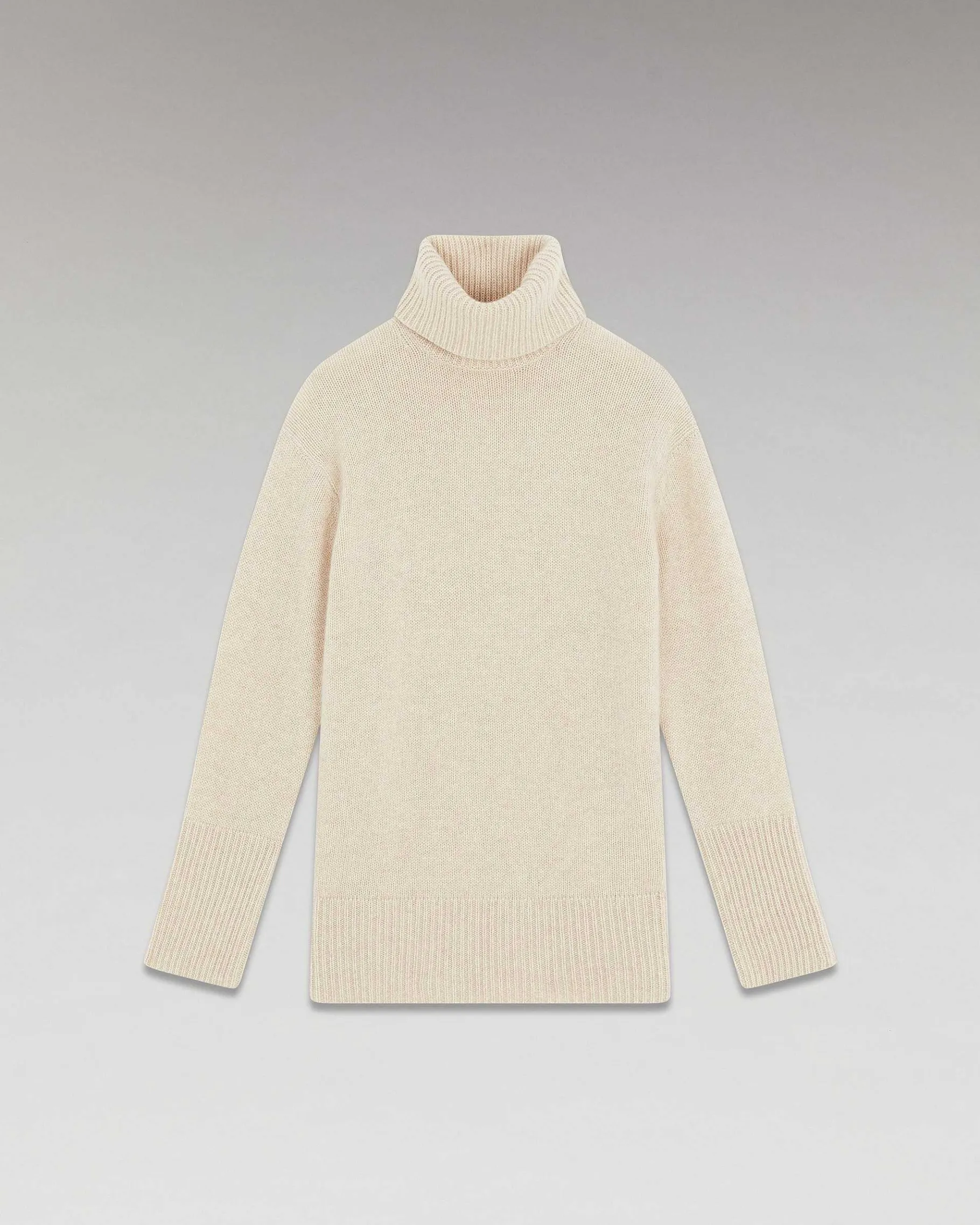 FROM FUTURE Pull Col Roule Oversize Beige Chine