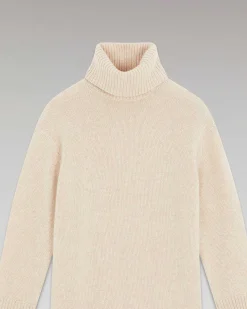 FROM FUTURE Pull Col Roule Oversize Beige Chine
