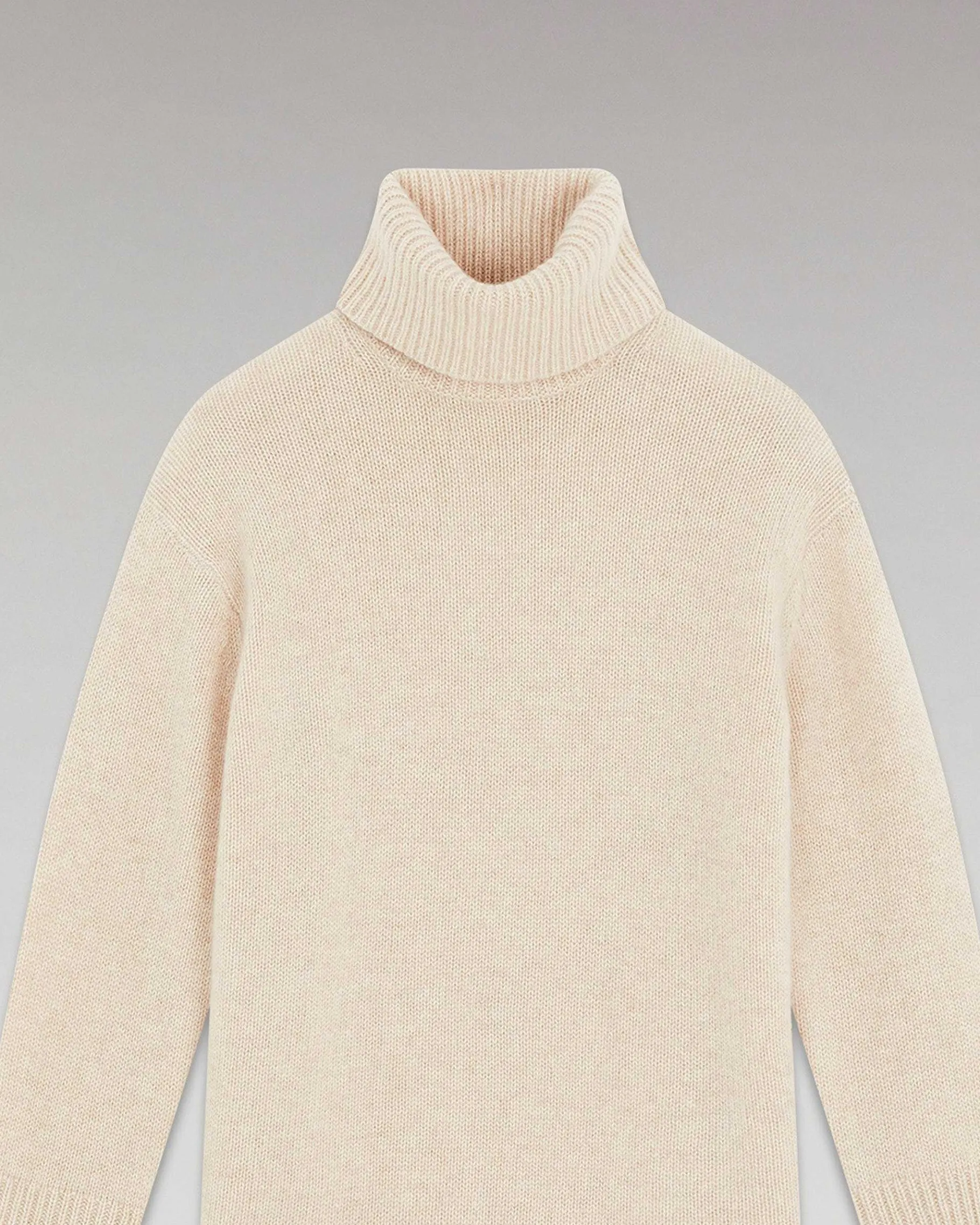 FROM FUTURE Pull Col Roule Oversize Beige Chine