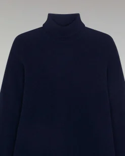 Sale FROM FUTURE Pull Col Roule Oversize Leger Navy
