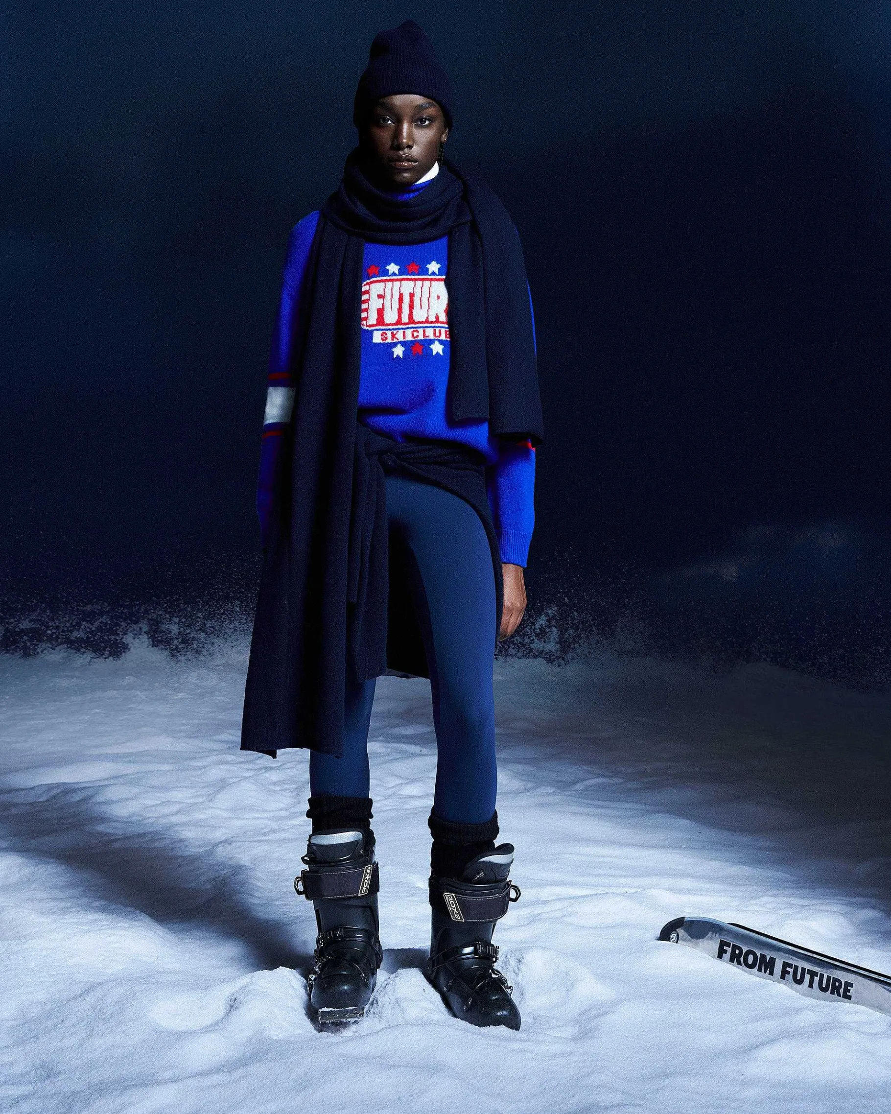 FROM FUTURE Pull Col Roule Ski Club Pop Blue