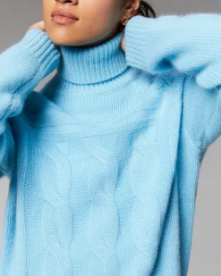 Discount FROM FUTURE Pull Col Roule Torsades Epais Acid Blue