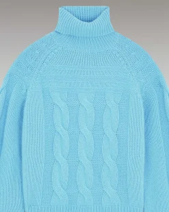Discount FROM FUTURE Pull Col Roule Torsades Epais Acid Blue