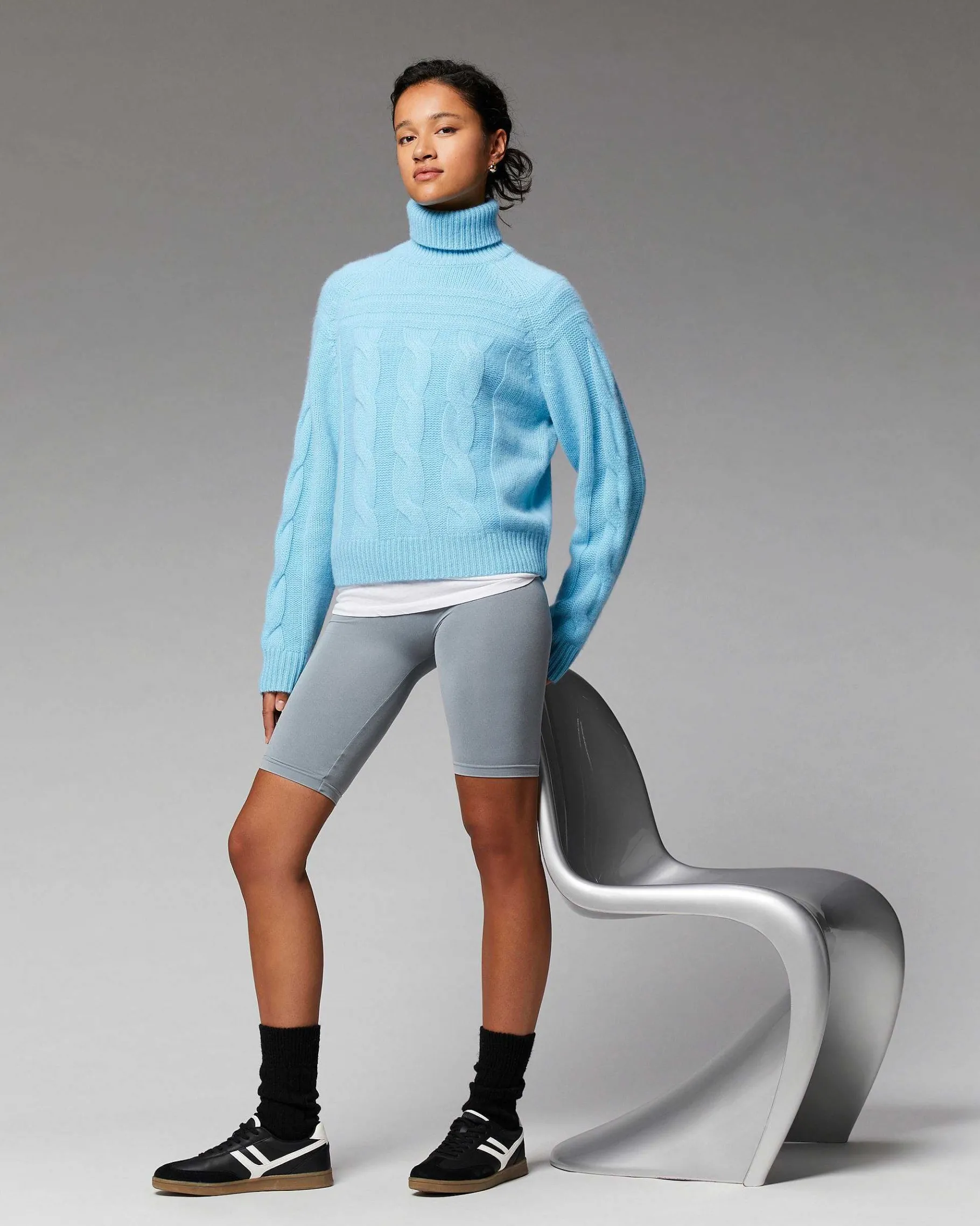 Discount FROM FUTURE Pull Col Roule Torsades Epais Acid Blue