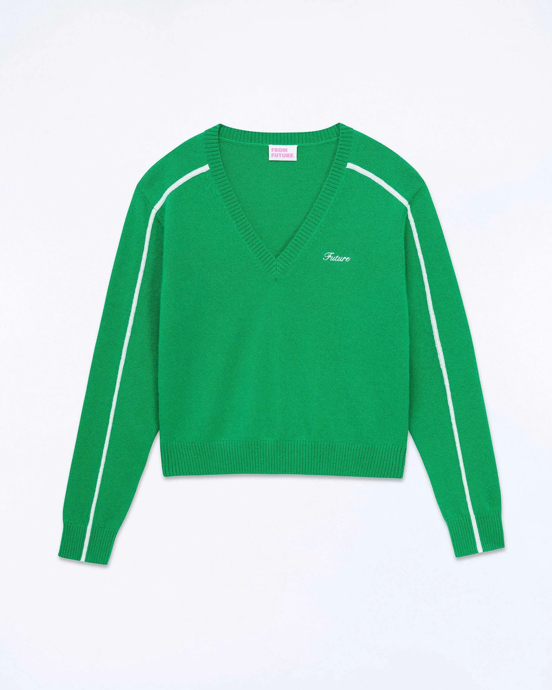 Discount FROM FUTURE Pull Col V Bandes Fines Future Tropical Green