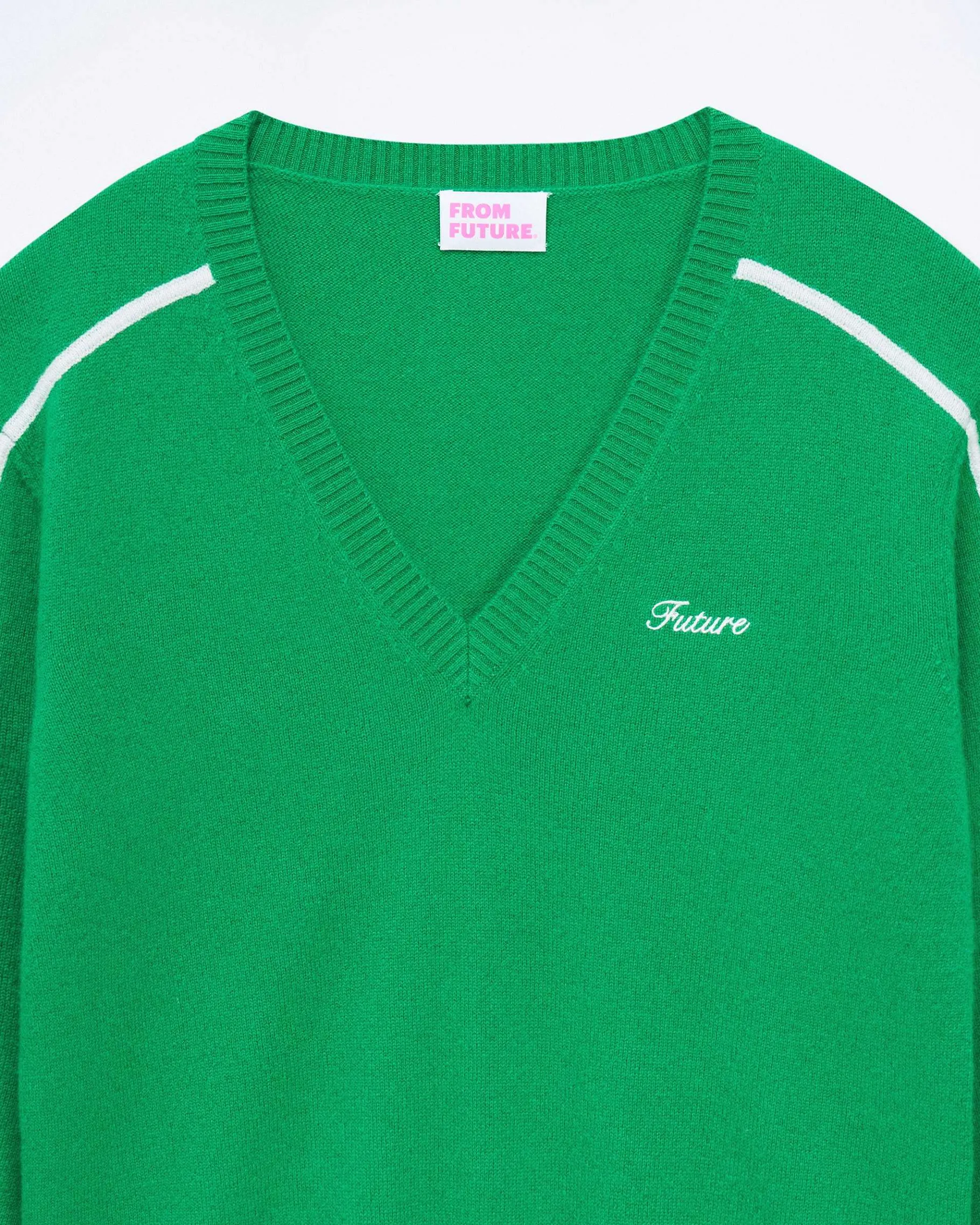 Discount FROM FUTURE Pull Col V Bandes Fines Future Tropical Green