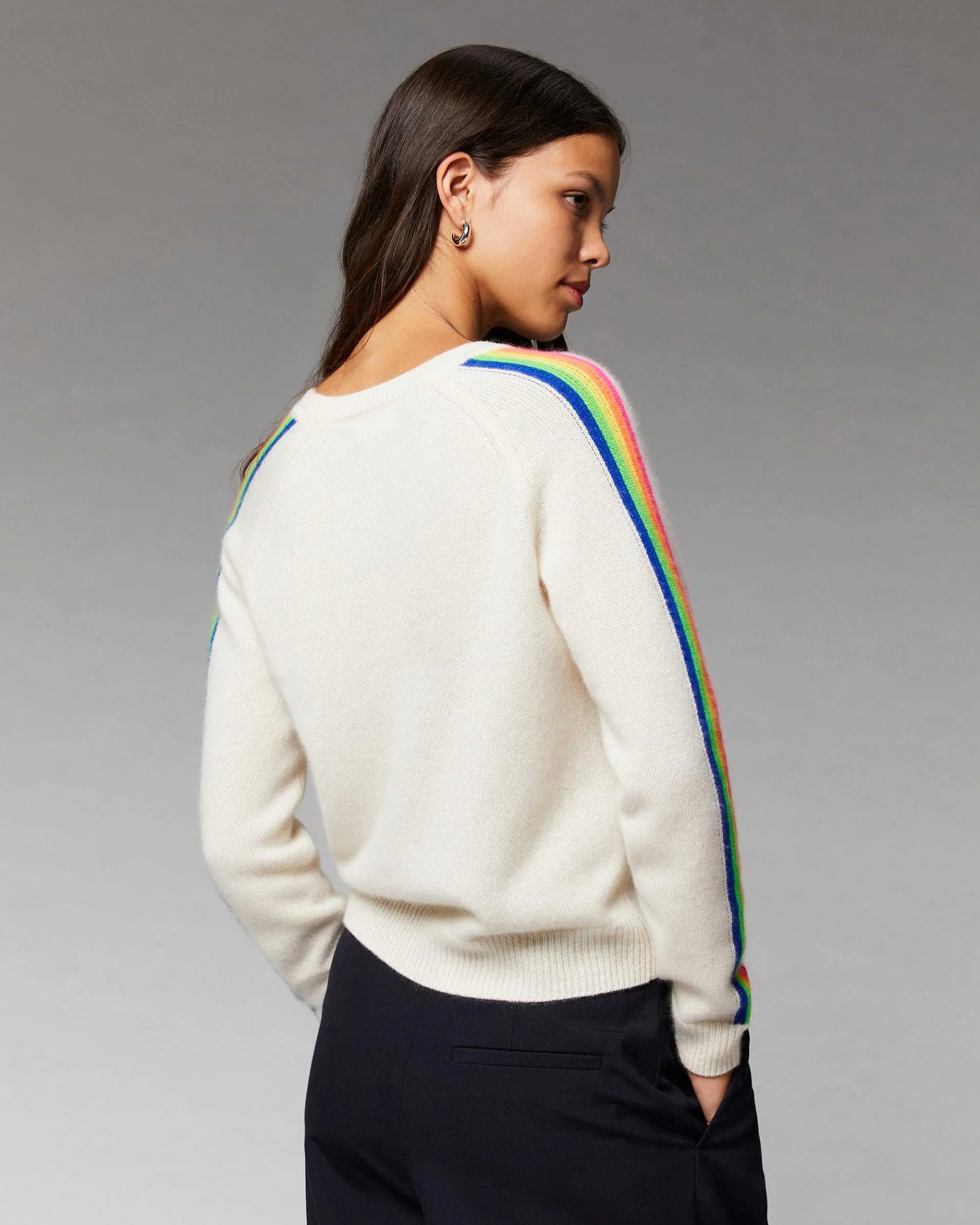 Best FROM FUTURE Pull Col V Bandes Manches Multicolore Navy