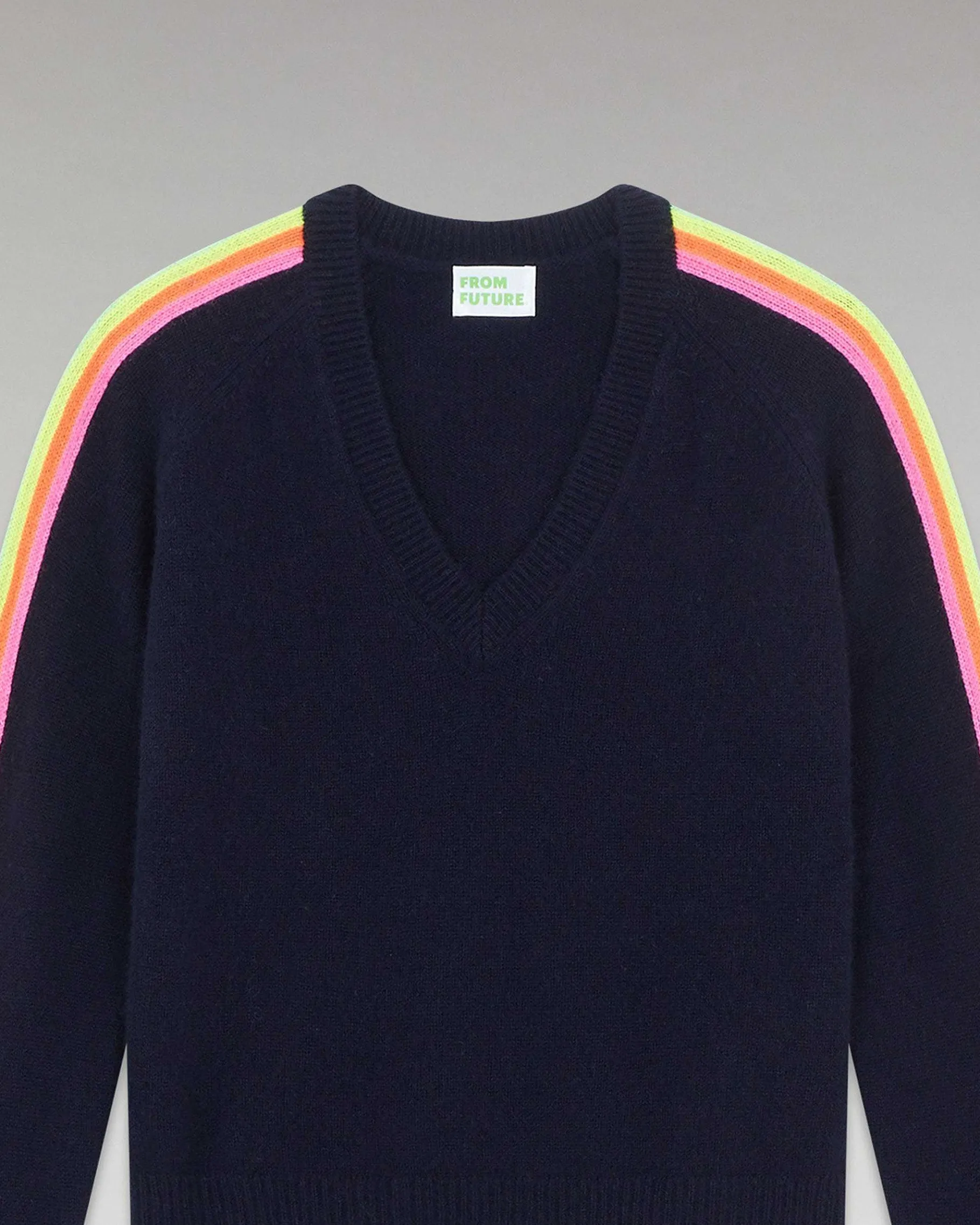 Best FROM FUTURE Pull Col V Bandes Manches Multicolore Navy