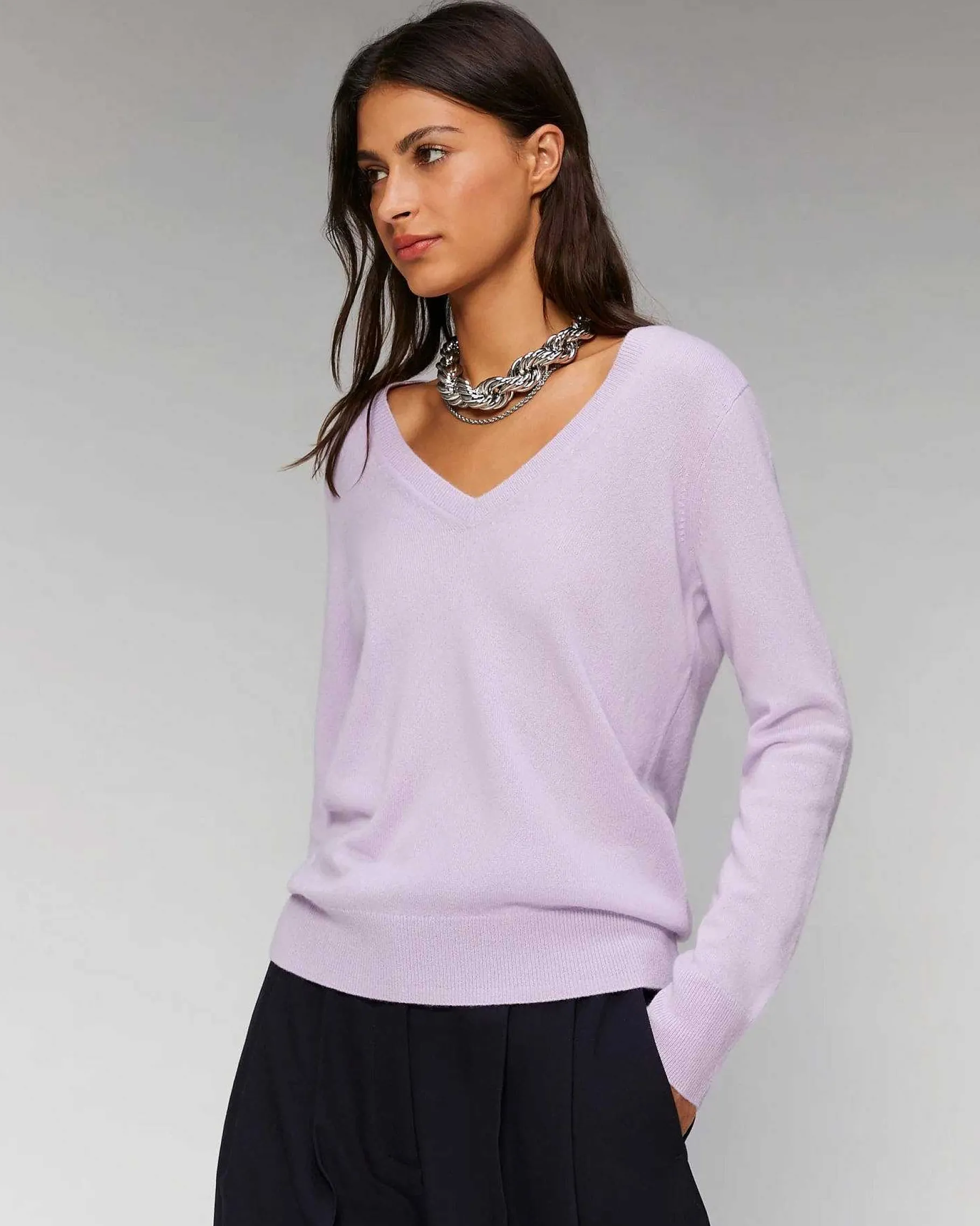 Hot FROM FUTURE Pull Col V Basique Winter Fuschia