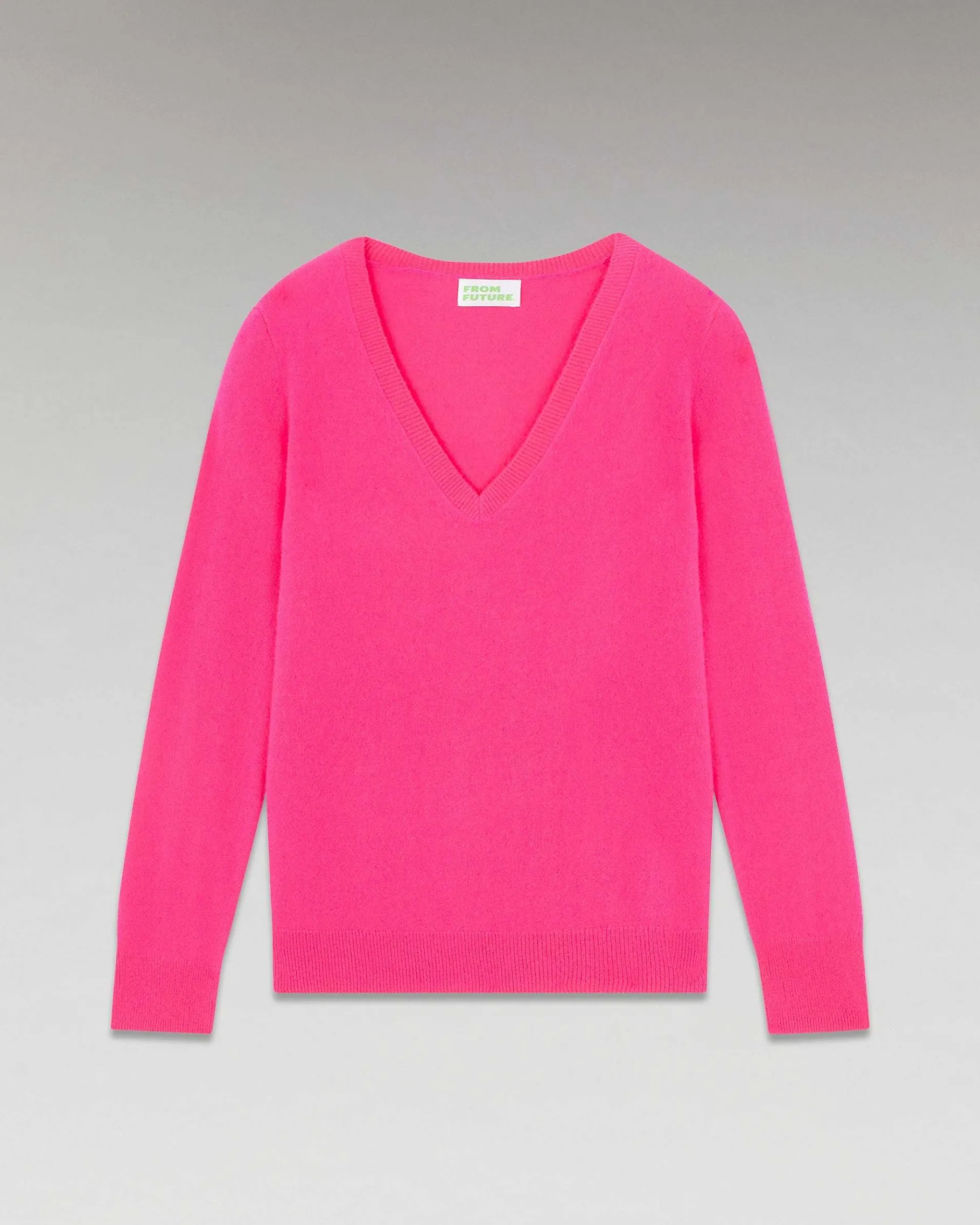 Hot FROM FUTURE Pull Col V Basique Winter Fuschia