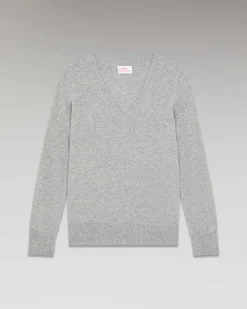 Hot FROM FUTURE Pull Col V Basique Gris Chine Fonce