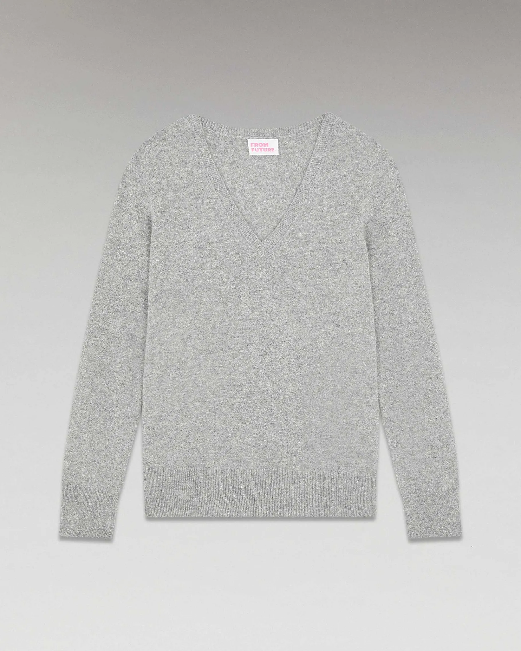 Hot FROM FUTURE Pull Col V Basique Gris Chine Fonce