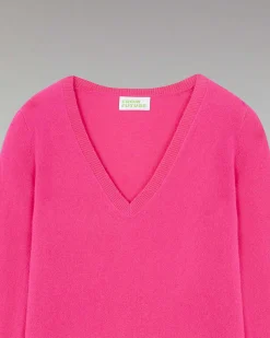 Discount FROM FUTURE Pull Col V Basique Winter Fuschia