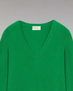 New FROM FUTURE Pull Col V Basique Winter Green