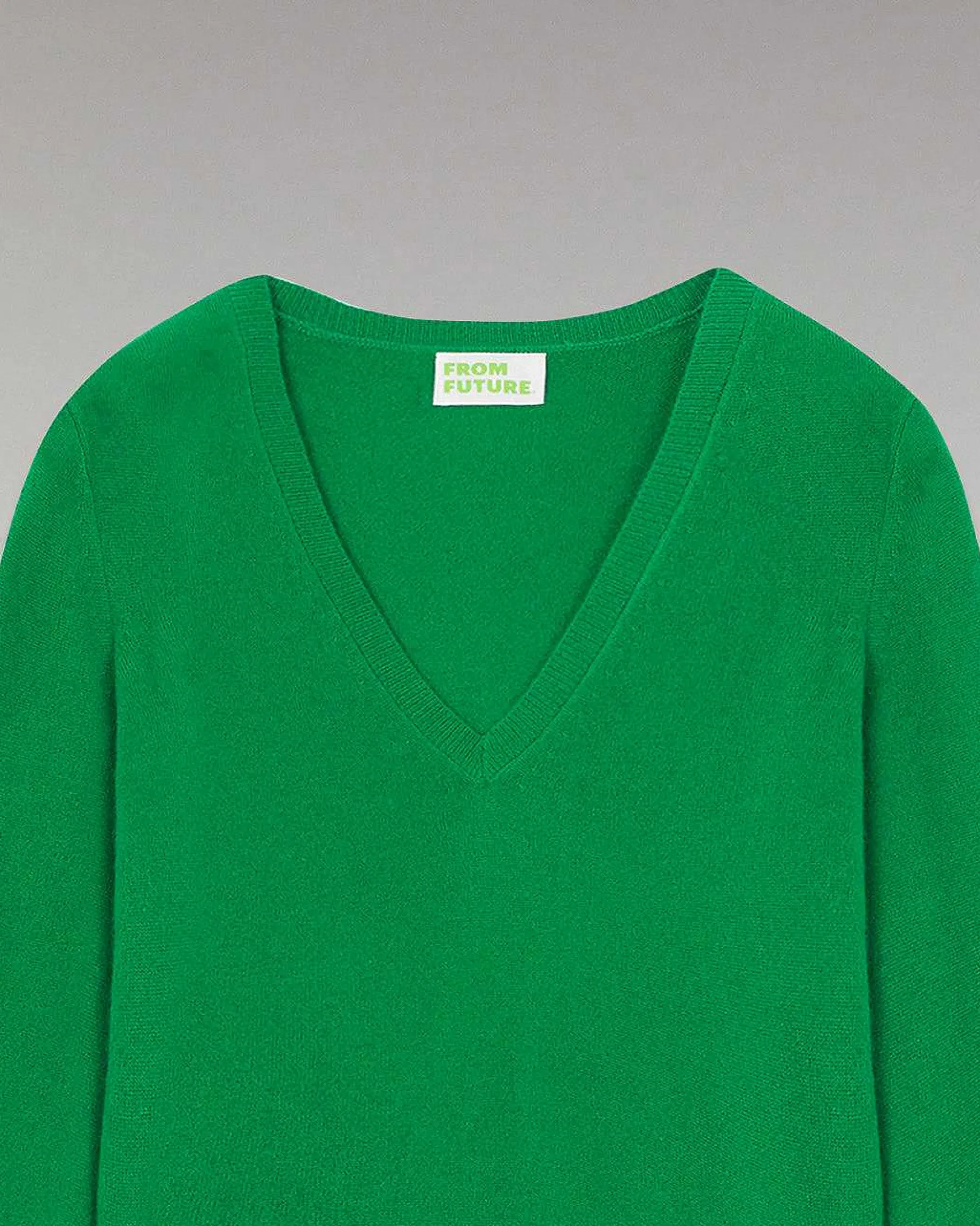 New FROM FUTURE Pull Col V Basique Winter Green