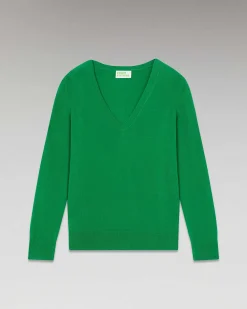 New FROM FUTURE Pull Col V Basique Winter Green