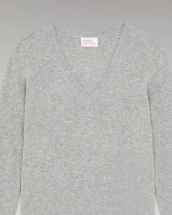 Sale FROM FUTURE Pull Col V Basique Gris Chine Fonce