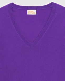 Online FROM FUTURE Pull Col V Basique Violet Fluo