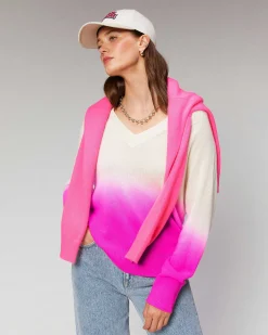 Discount FROM FUTURE Pull Col V Dip Dye Leger Winter Fuschia