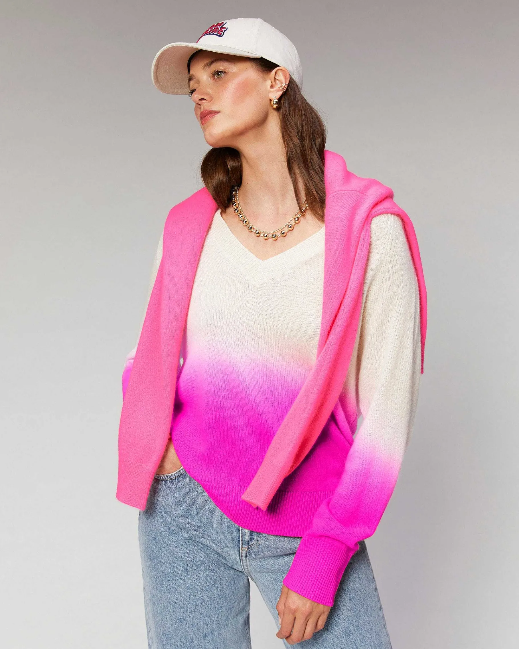 Best FROM FUTURE Pull Col V Dip Dye Leger Camel