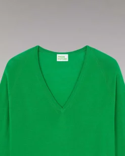 FROM FUTURE Pull Col V Oversize Summer Green