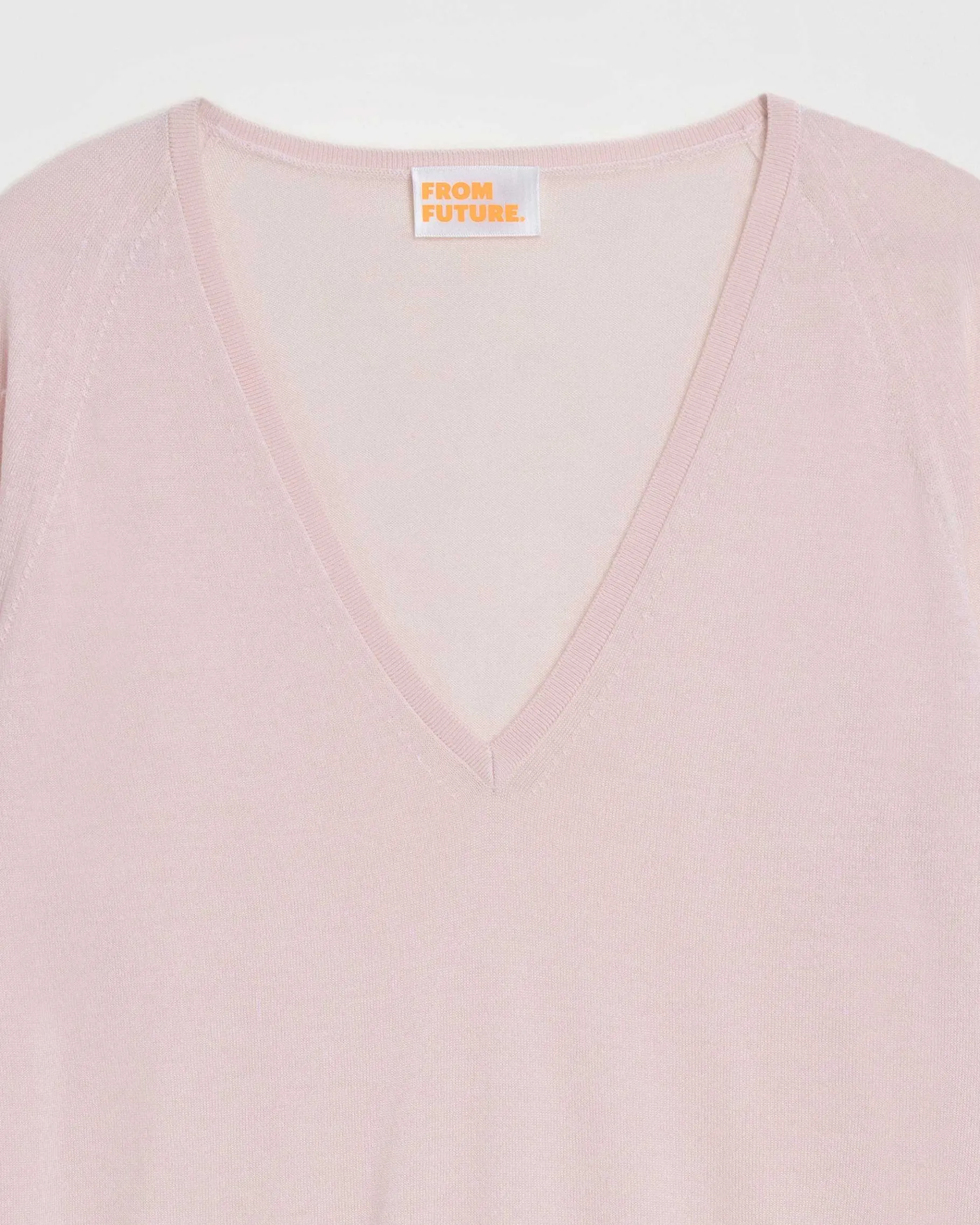 New FROM FUTURE Pull Col V Oversize Rose Poudre