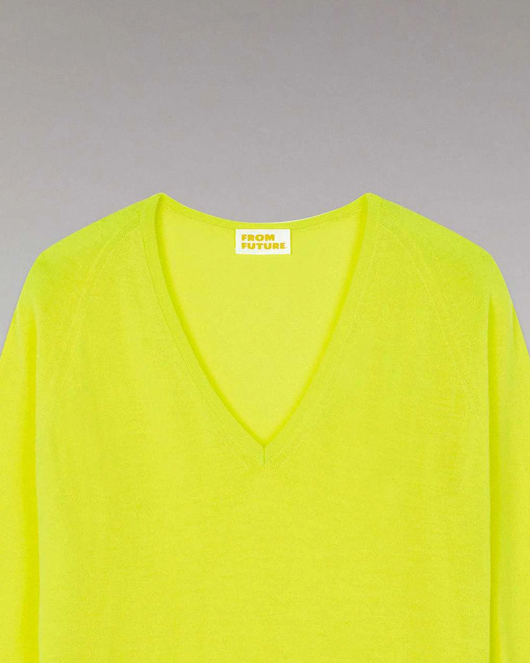 Online FROM FUTURE Pull Col V Oversize Jaune Fluo