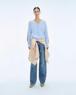 Best FROM FUTURE Pull Col V Oversize Bande Manches Light Surf Pink