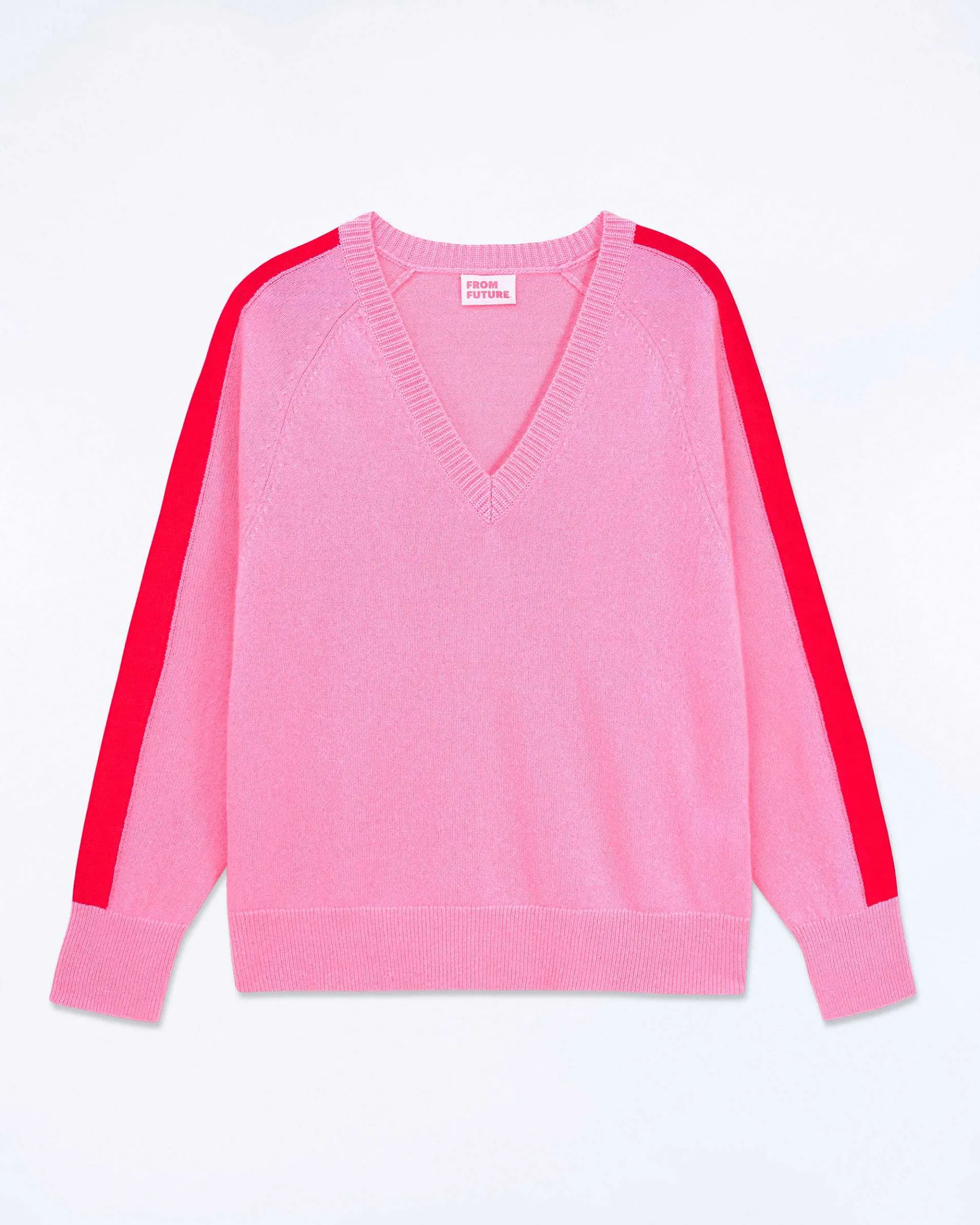 Best FROM FUTURE Pull Col V Oversize Bande Manches Light Surf Pink