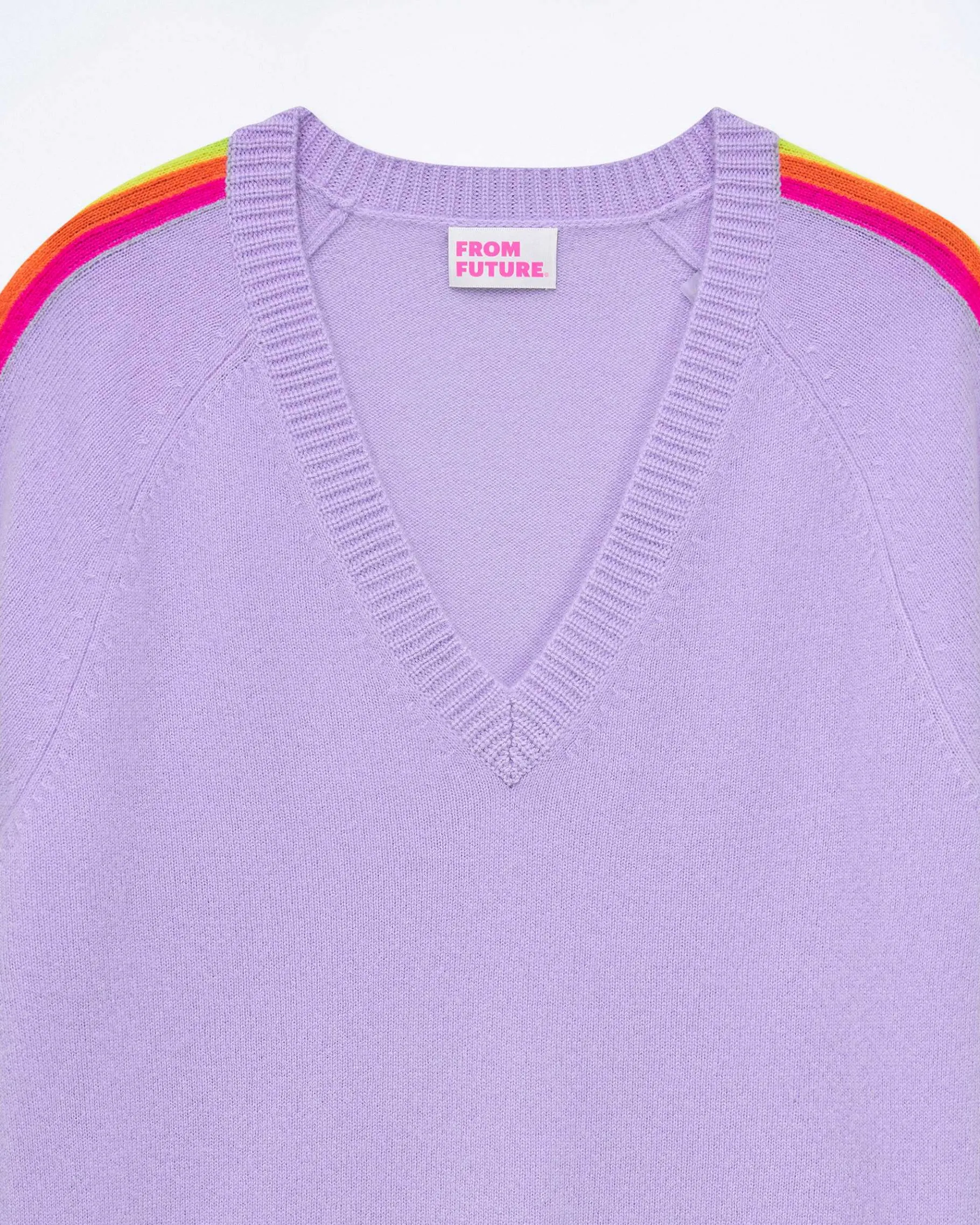 Best FROM FUTURE Pull Col V Oversize Bande Manches Multico Magic Lilac