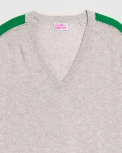 Clearance FROM FUTURE Pull Col V Oversize Bandes Bicolore Leger